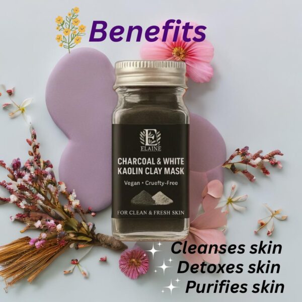 elaine charcoal & white kaolin clay mask – detox & glow
