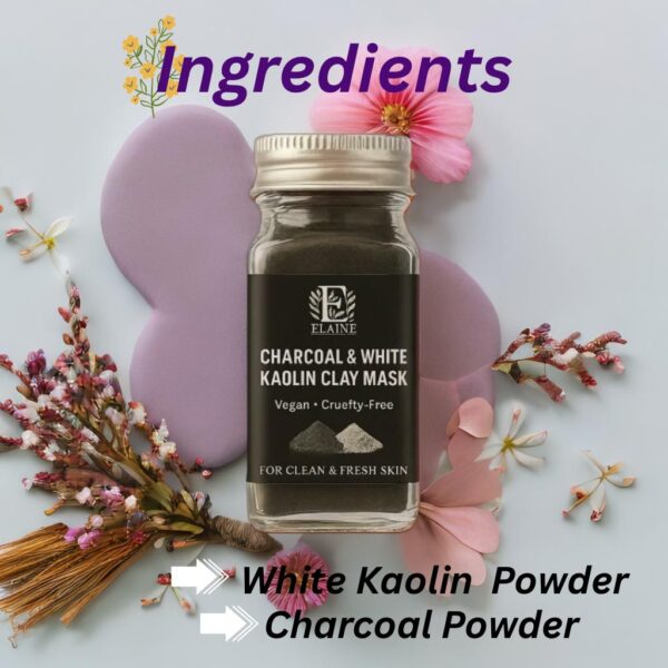 elaine charcoal & white kaolin clay mask – detox & glow