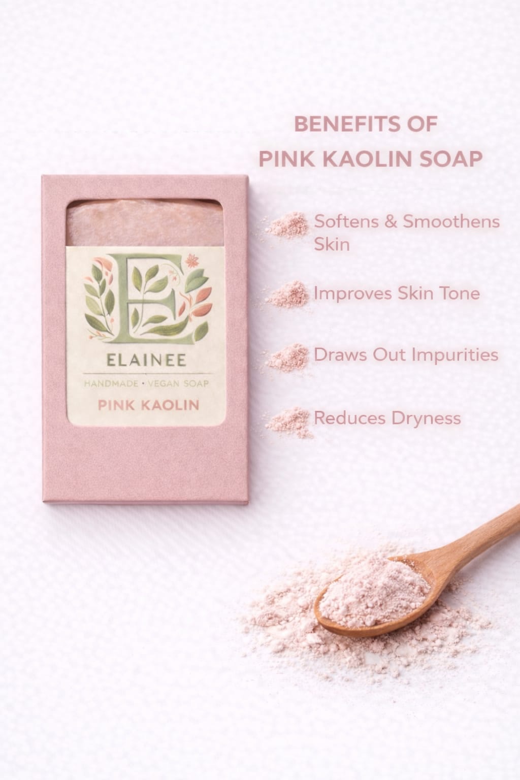 90057b1d-d044-4630-9415-210f5f147e06 elainee pink kaolin handmade vegan soap